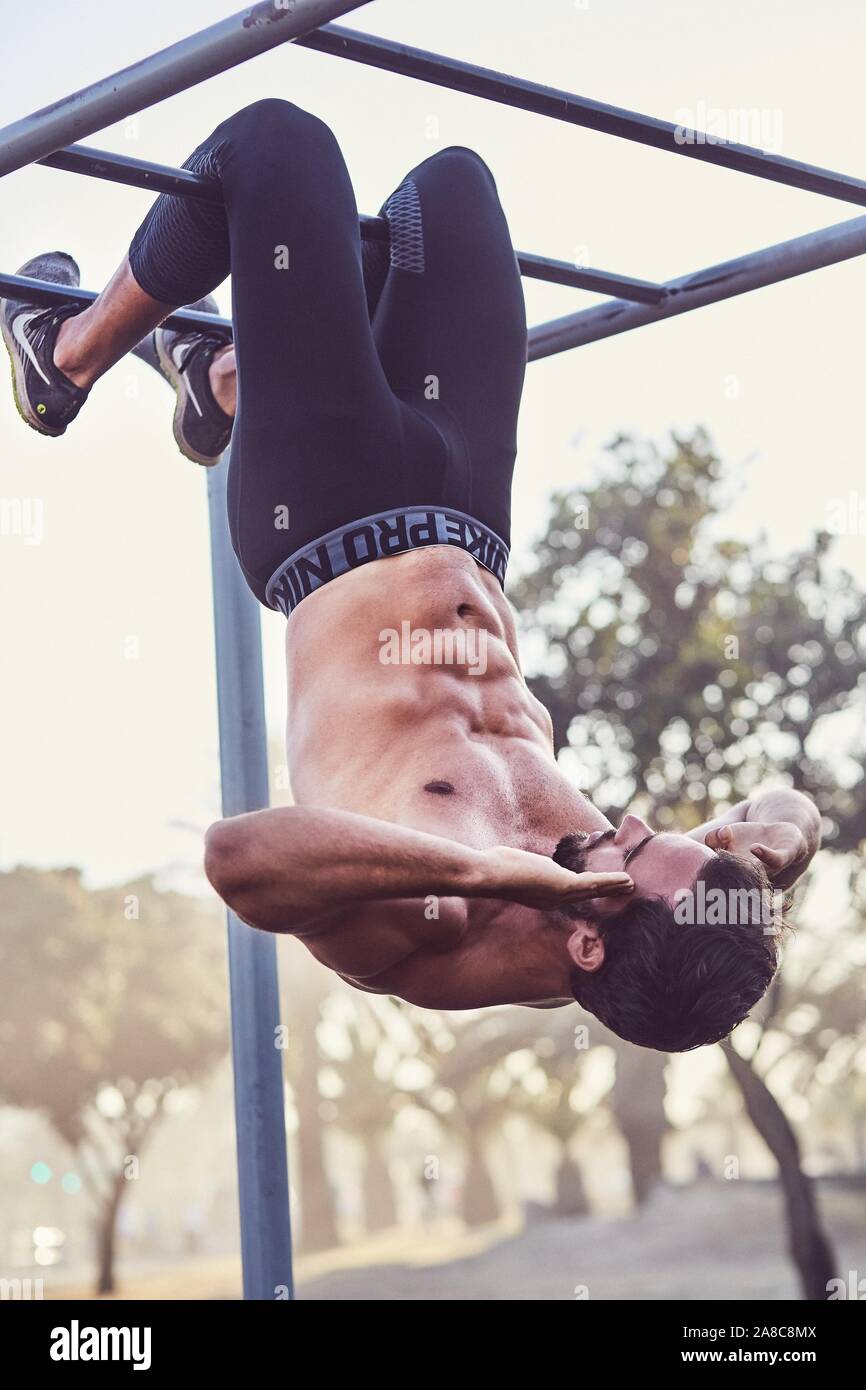 Young man training, outdoor sports, gymnastics, Cape Town, South Africa