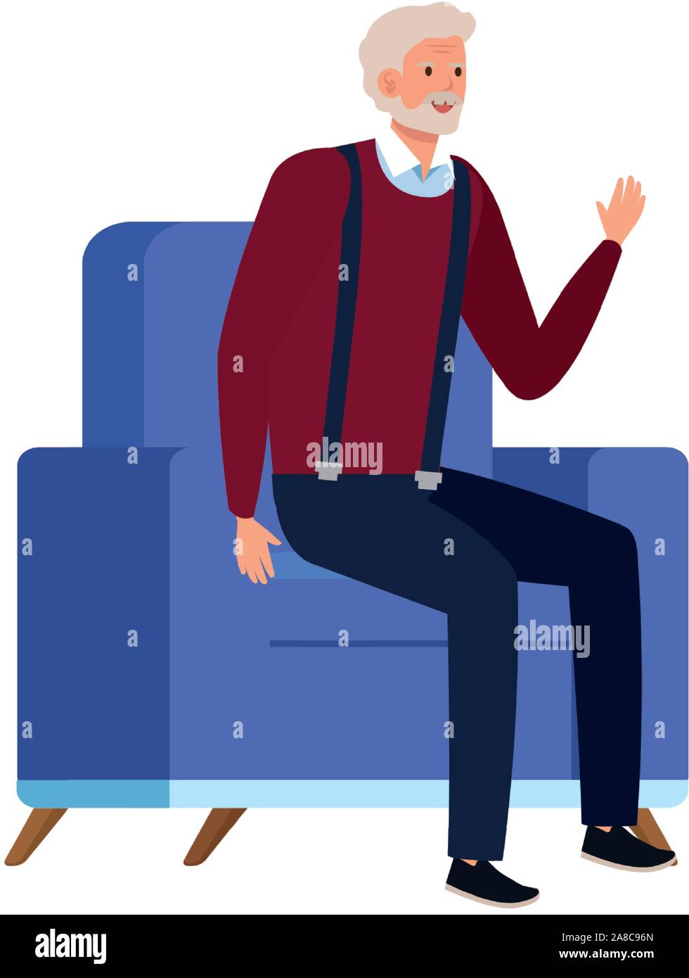old man sitting in sofa avatar character Stock Vector Image & Art - Alamy
