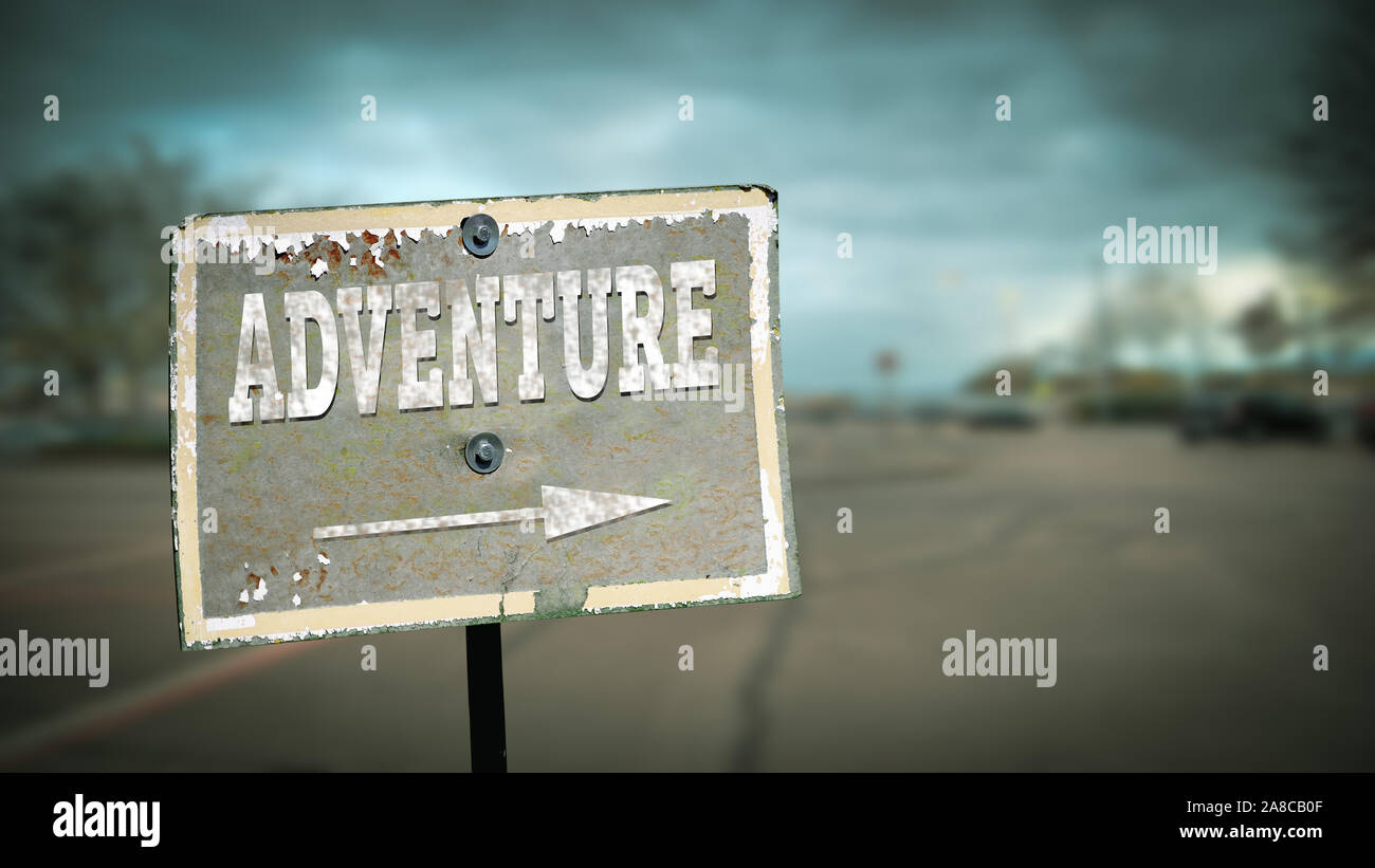 Street Sign the Direction Way to to Adventure Stock Photo - Alamy