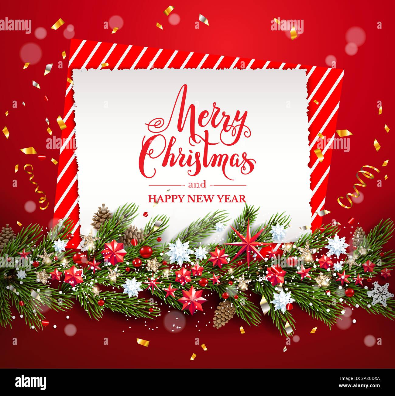 Vintage christmas garland pine Stock Vector Images - Alamy