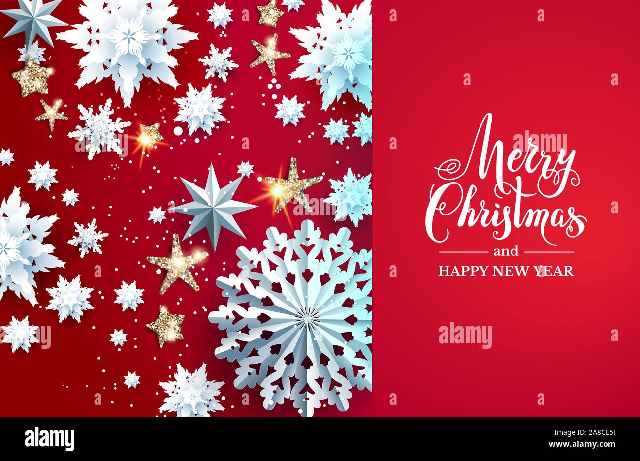 Snowy realistic Christmas red design Stock Vector