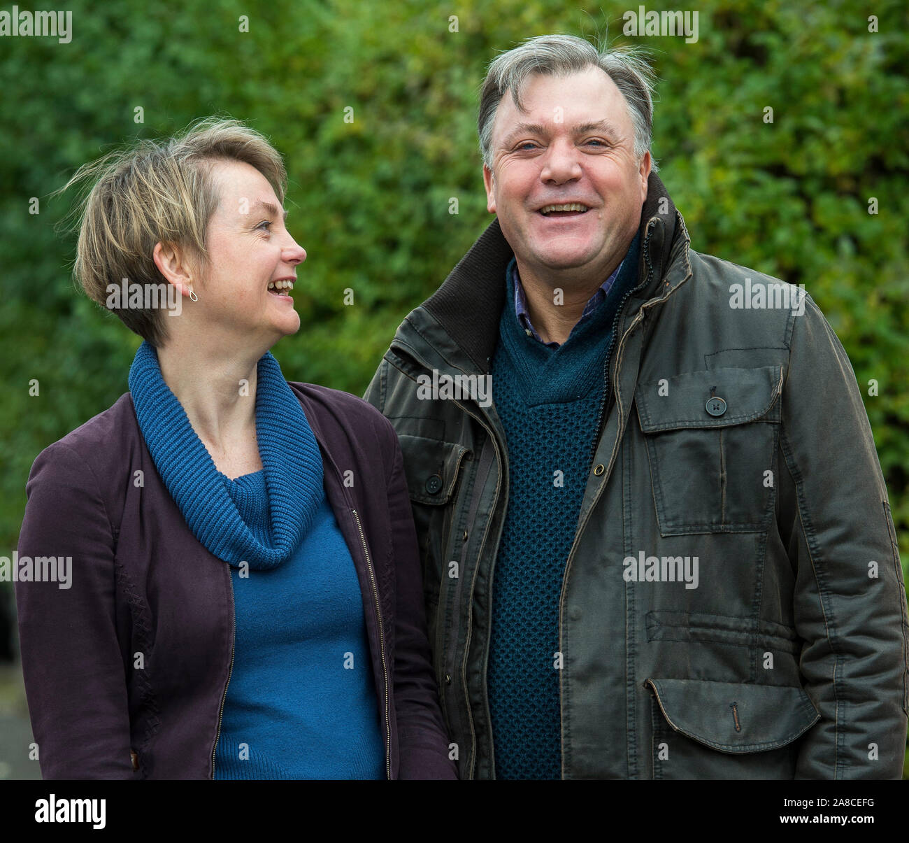 Former MP Ed Balls and Yvette Cooper leaving their home in North London after he was evicted from Strictly come Dancing.  27/11/2016 Stock Photo