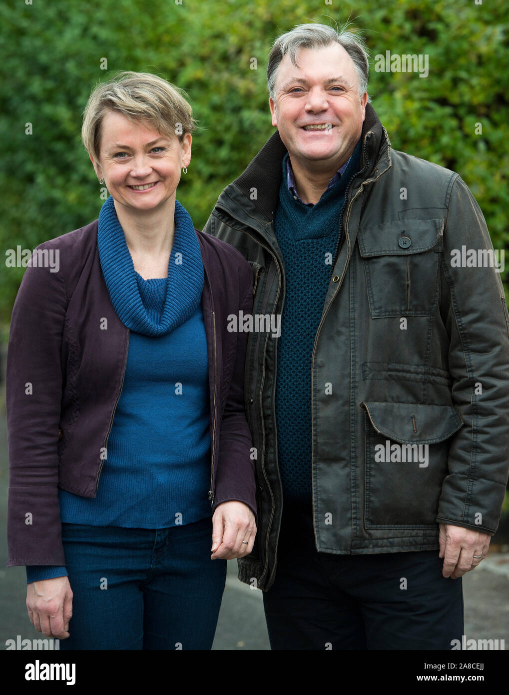 Former MP Ed Balls and Yvette Cooper leaving their home in North London after he was evicted from Strictly come Dancing.  27/11/2016 Stock Photo