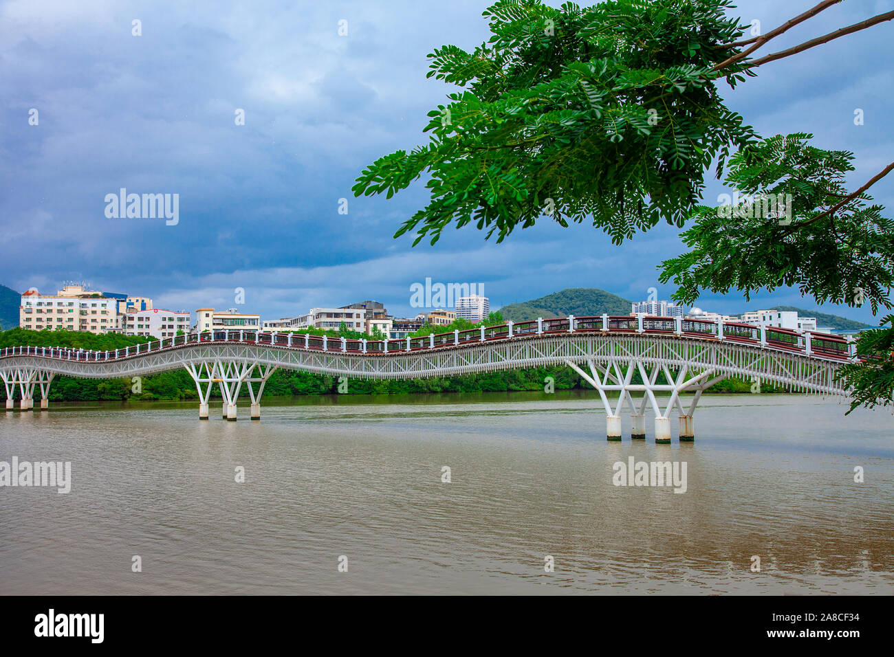China Hainan Sanya City River Bridge Landmark Stock Photo