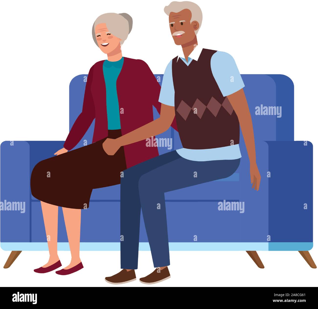 old couple seated in sofa avatar character Stock Vector Image & Art - Alamy
