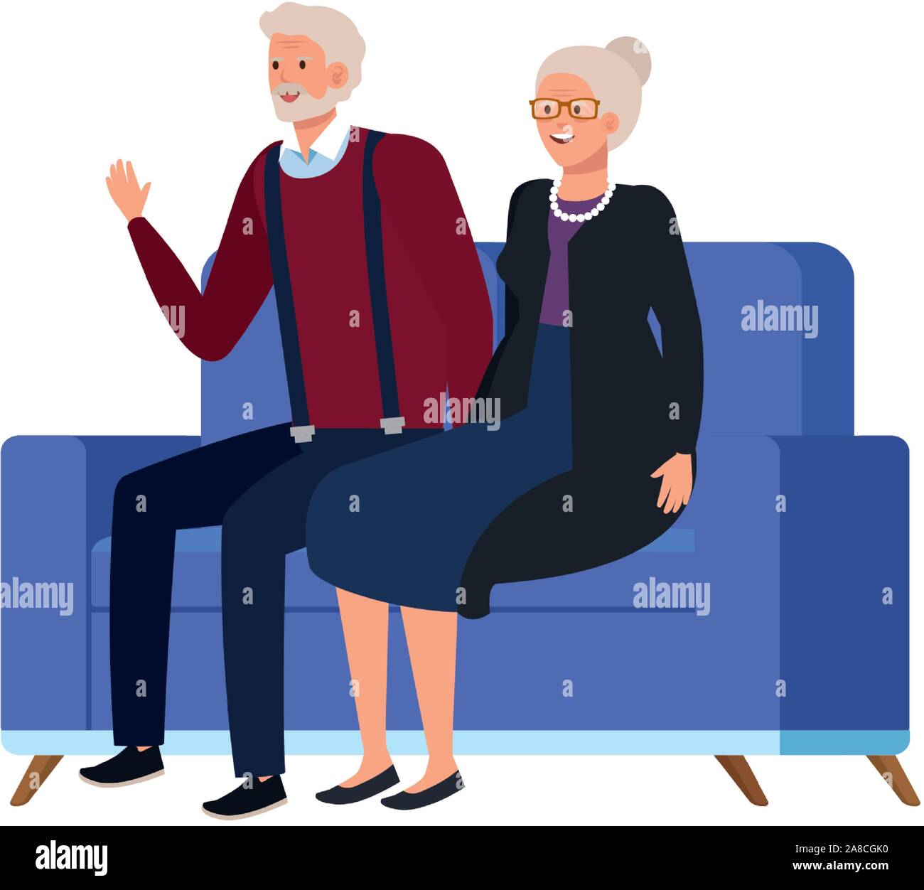old couple seated in sofa avatar character Stock Vector Image & Art - Alamy
