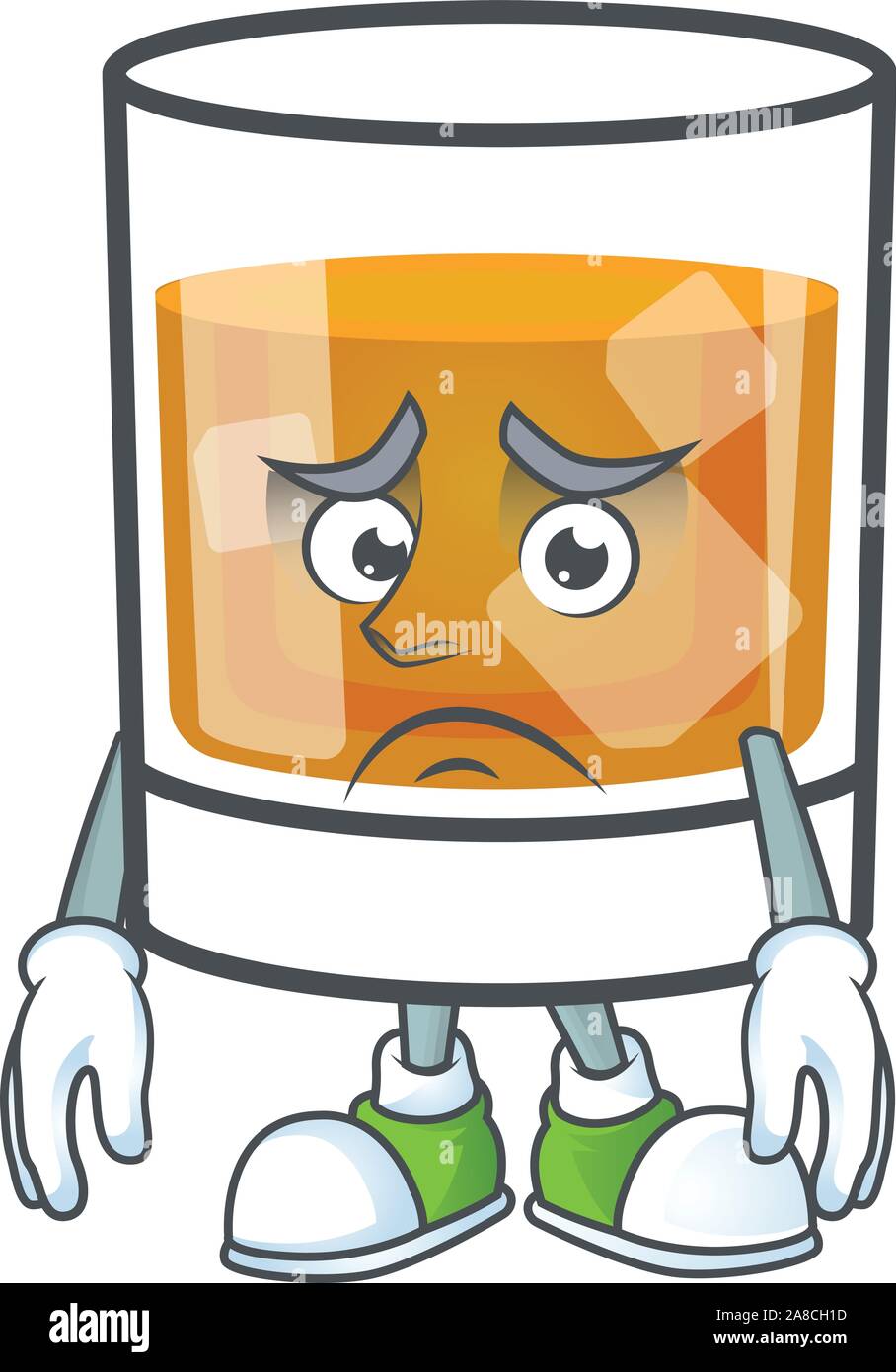 Whiskey with character afraid on white background Stock Vector Image