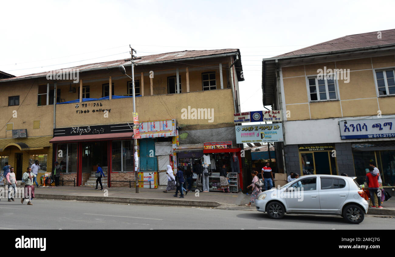 Old buildings in the Piazza neighborhood in Addis Ababa, Ethiopia Stock