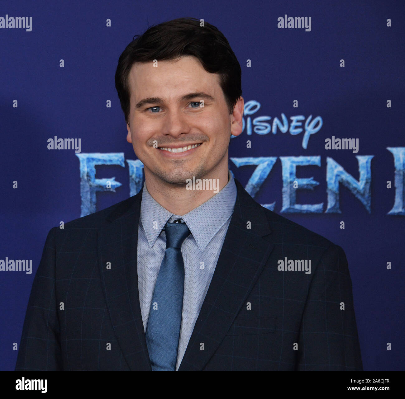 Los Angeles, United States. 07th Nov, 2019. Cast member Jason Ritter attends the premiere of the animated musical comedy 'Frozen II' premiere at the Dolby Theatre in the Hollywood section of Los Angeles on Thursday, November 7, 2019. Storyline: Anna, Elsa, Kristoff, Olaf and Sven leave Arendelle to travel to an ancient, autumn-bound forest of an enchanted land. They set out to find the origin of Elsa's powers in order to save their kingdom. Photo by Jim Ruymen/UPI Credit: UPI/Alamy Live News Stock Photo