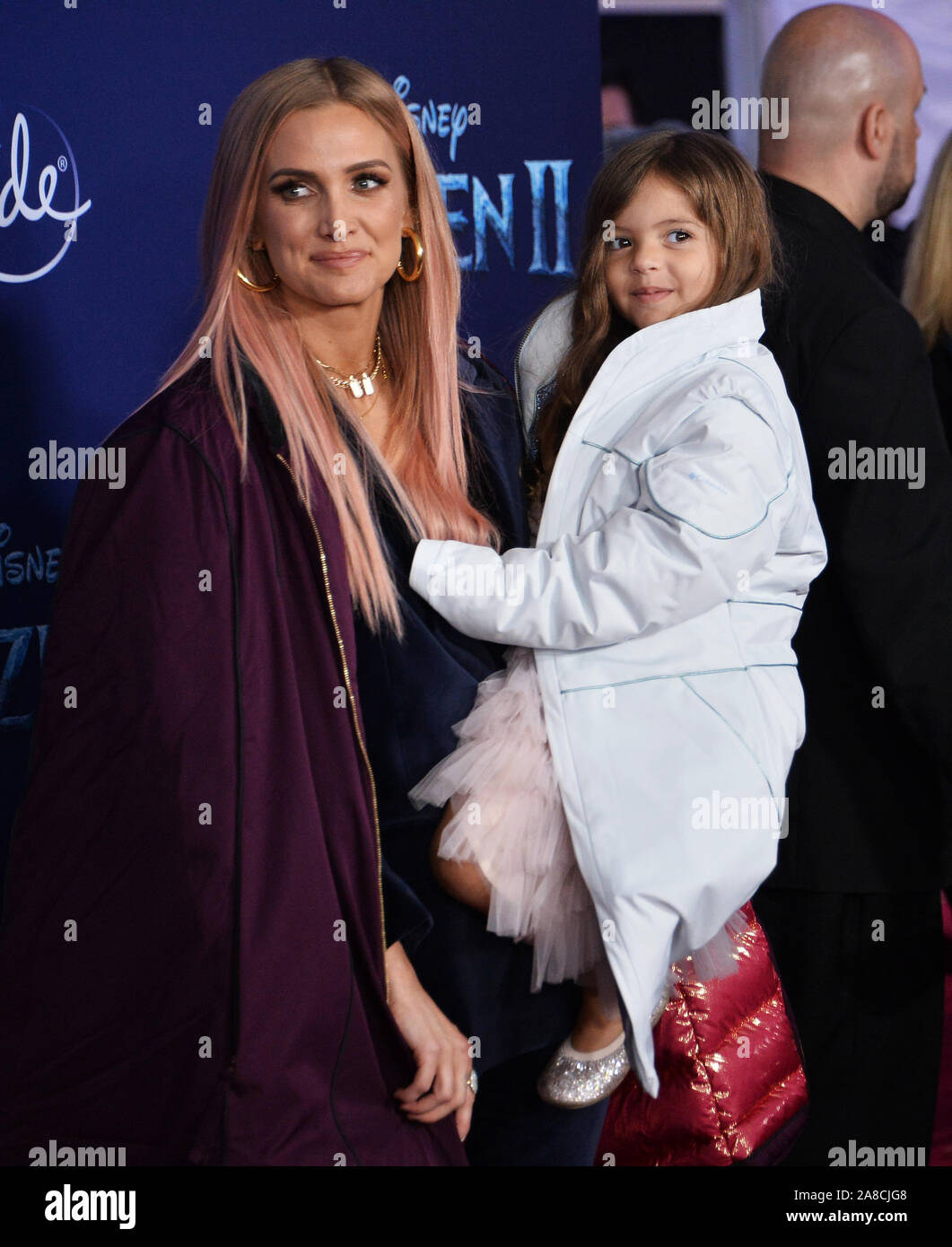 Los Angeles, United States. 07th Nov, 2019. Ashlee Simpson and her daughter Jagger Snow Ross attend the premiere of the animated musical comedy 'Frozen II' premiere at the Dolby Theatre in the Hollywood section of Los Angeles on Thursday, November 7, 2019. Storyline: Anna, Elsa, Kristoff, Olaf and Sven leave Arendelle to travel to an ancient, autumn-bound forest of an enchanted land. They set out to find the origin of Elsa's powers in order to save their kingdom. Photo by Jim Ruymen/UPI Credit: UPI/Alamy Live News Stock Photo