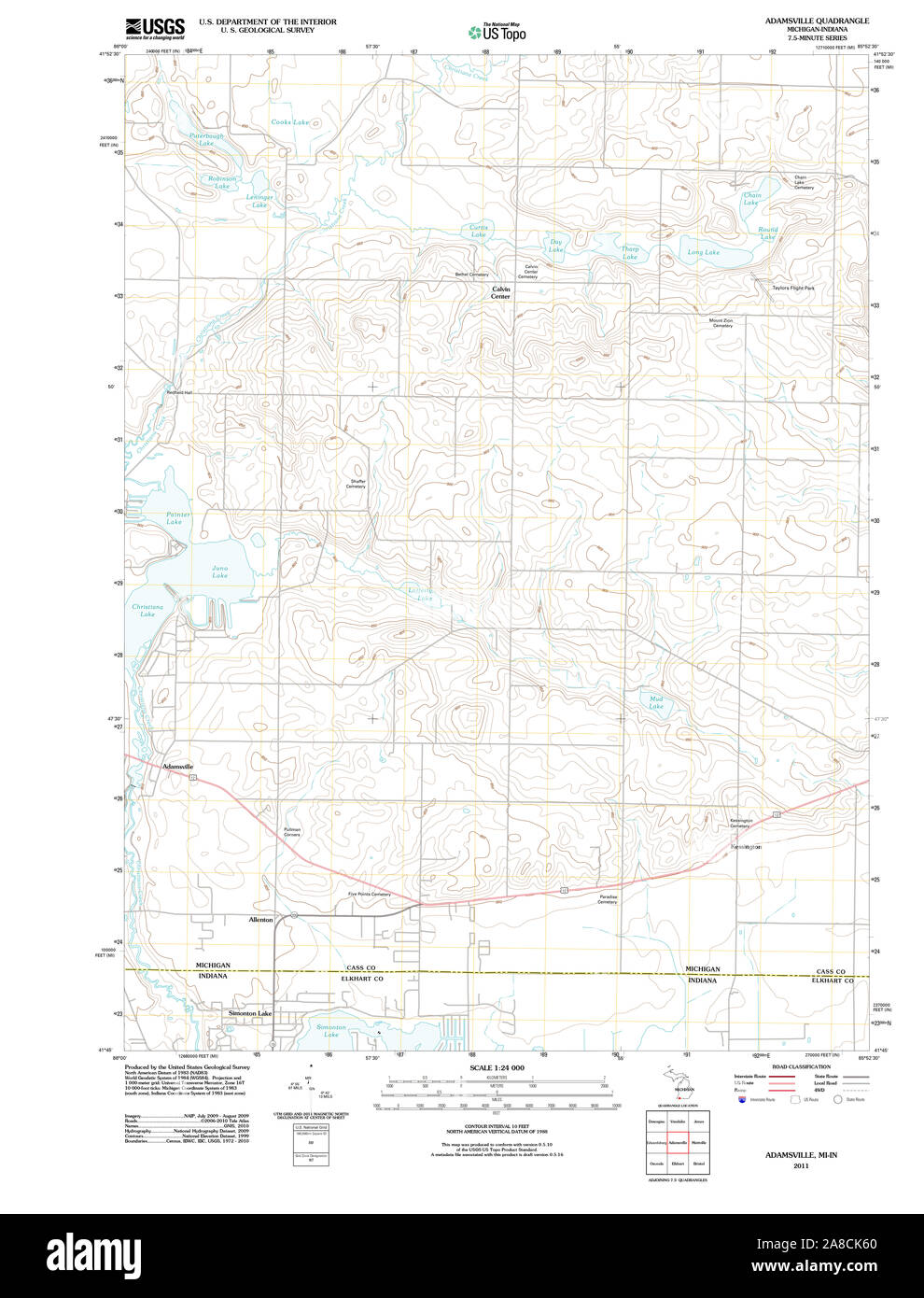 USGS TOPO Map Michigan MI Adamsville 20110927 TM Stock Photo