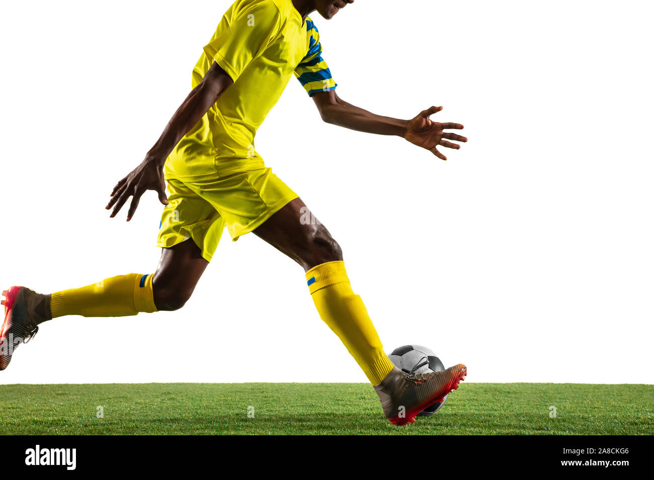 Football Soccer Player is Number One in a Stadium Background Stock