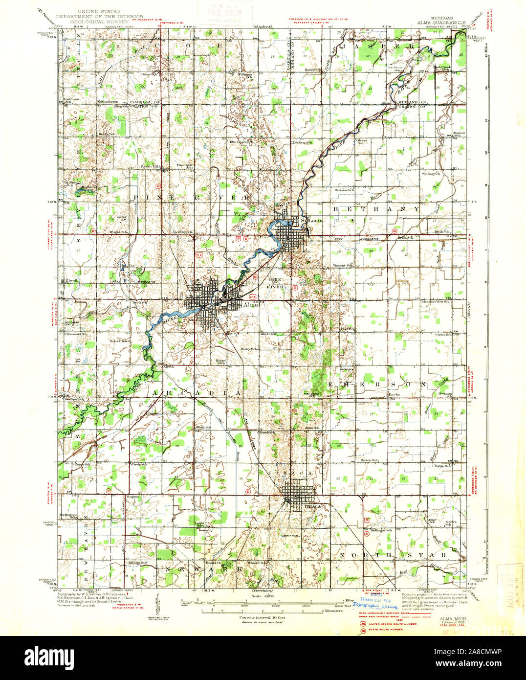 Alma michigan map hires stock photography and images Alamy