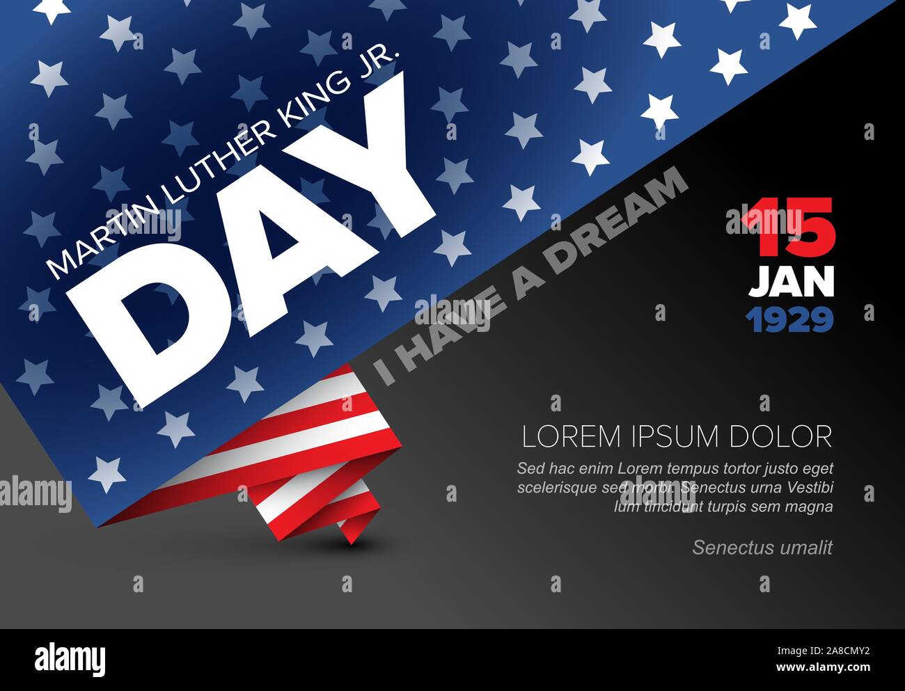 Martin Luther King jr. day poster template layout with place for your text Stock Vector