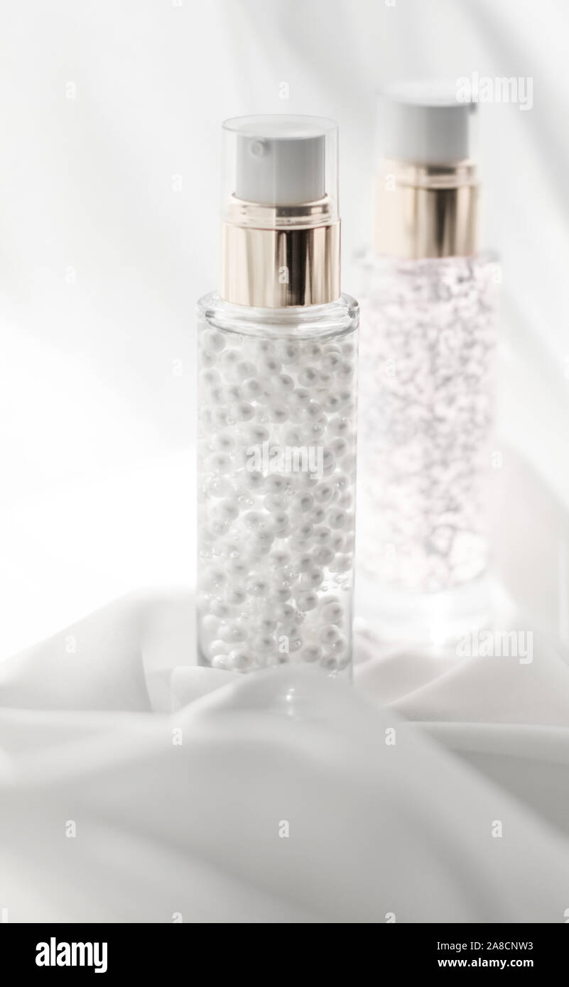 Cosmetic branding, moisture and spa concept Skincare serum and make