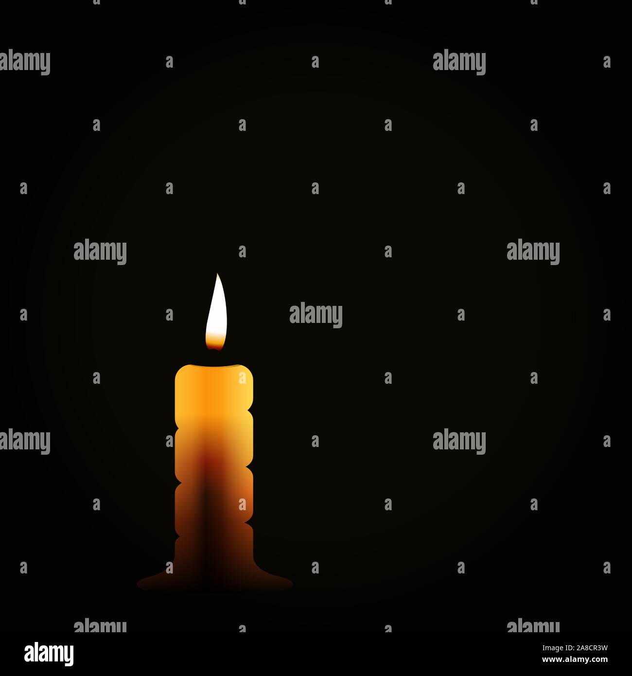 Burning candle on black background, mourning symbol, mourn grief
