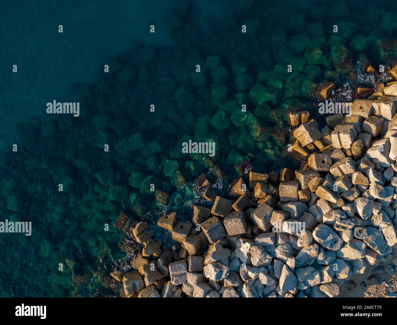 Aerial view of rocks on the sea. Overview of seabed seen from above, transparent water Stock ...