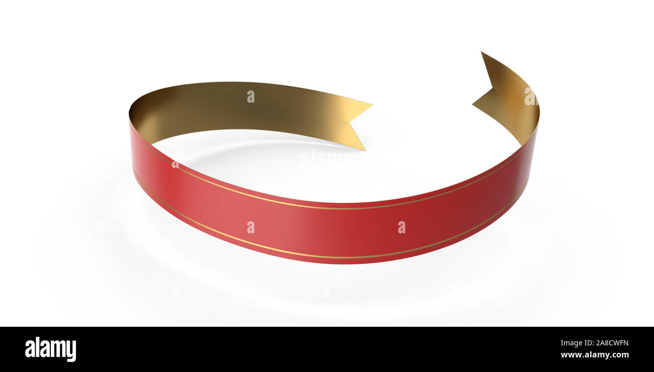 Realistic Three Dimensional Ribbon Banner Against White Background