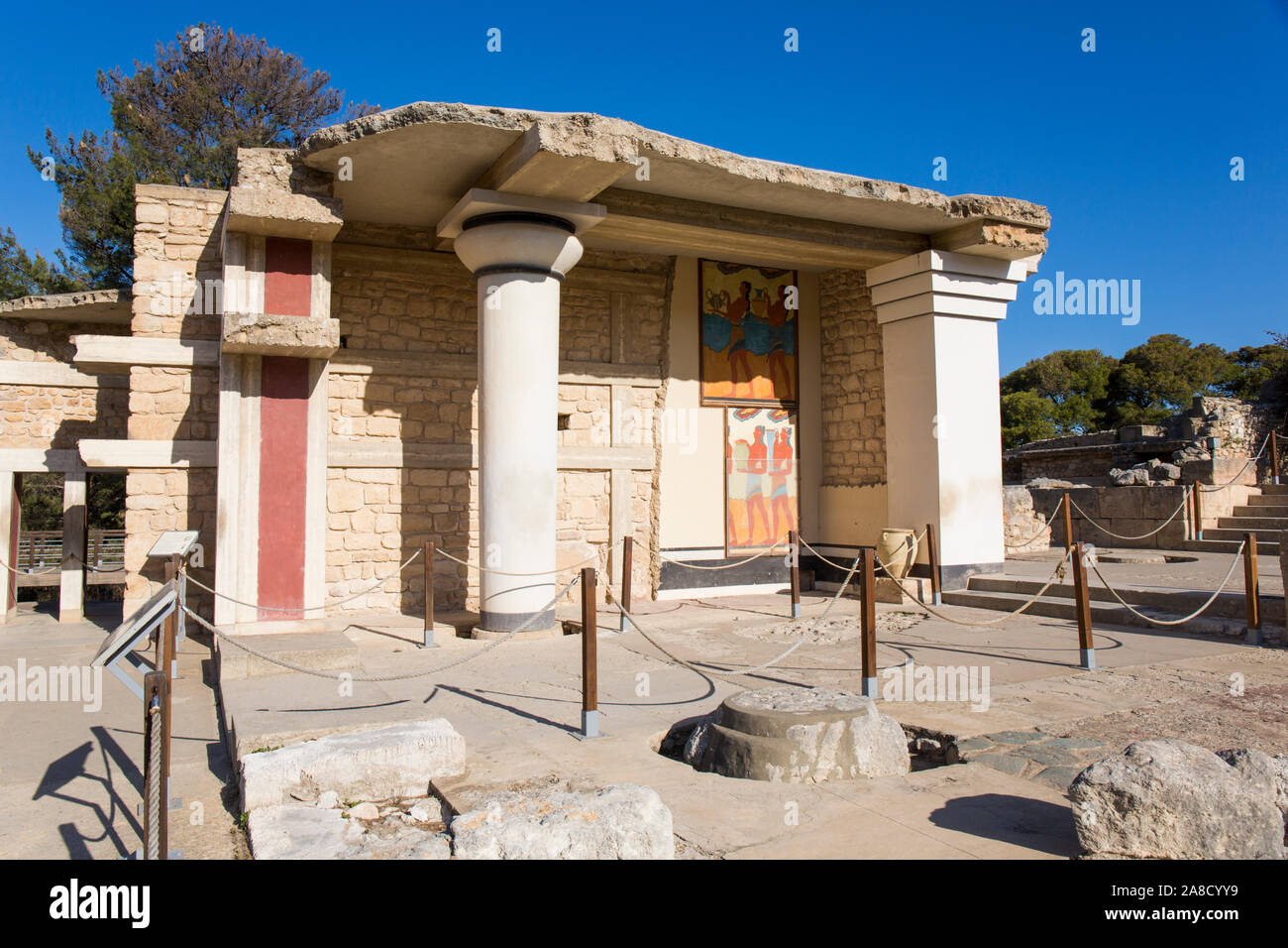 Heraklion, Crete, Greece. The reconstructed South Propylaeum of the Minoan Palace of Knossos. Stock Photo