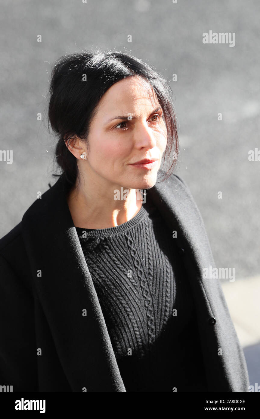 Irish musician, songwriter and actress Andrea Corr arrives for the funeral of the celebrated broadcaster Gay Byrne at St. Mary's Pro-Cathedral in Dublin. Stock Photo