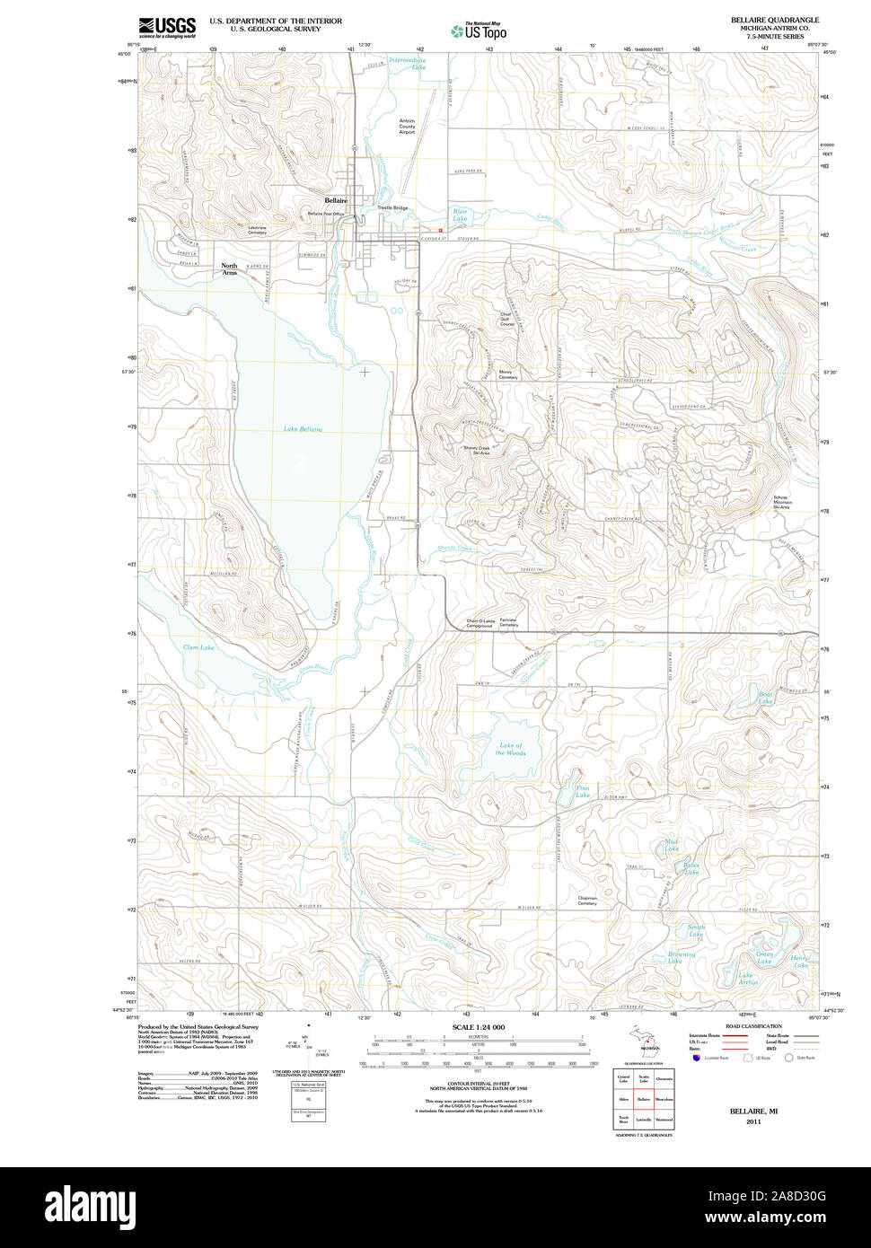 Map of bellaire michigan hires stock photography and images Alamy