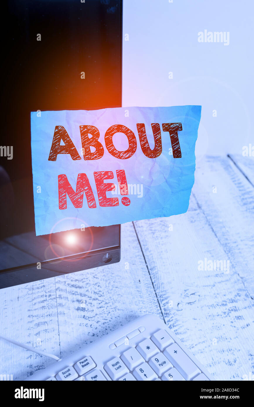 Handwriting text About Me. Conceptual photo telling someone list of ...