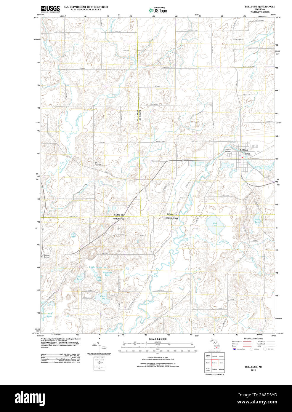 Bellevue michigan map hires stock photography and images Alamy