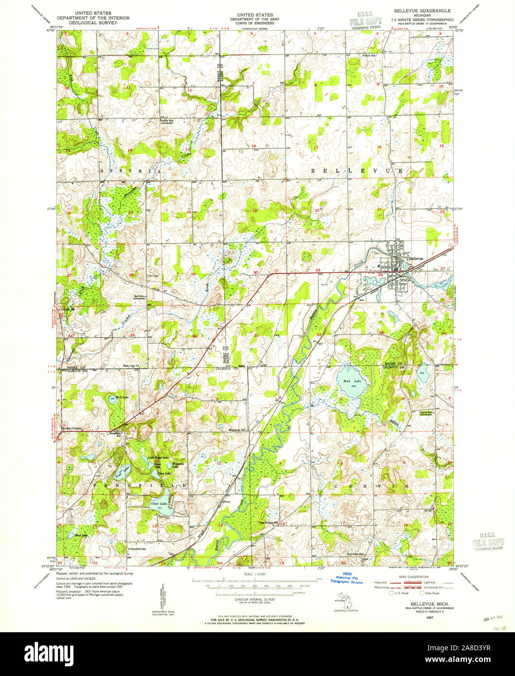 Bellevue michigan map hires stock photography and images Alamy