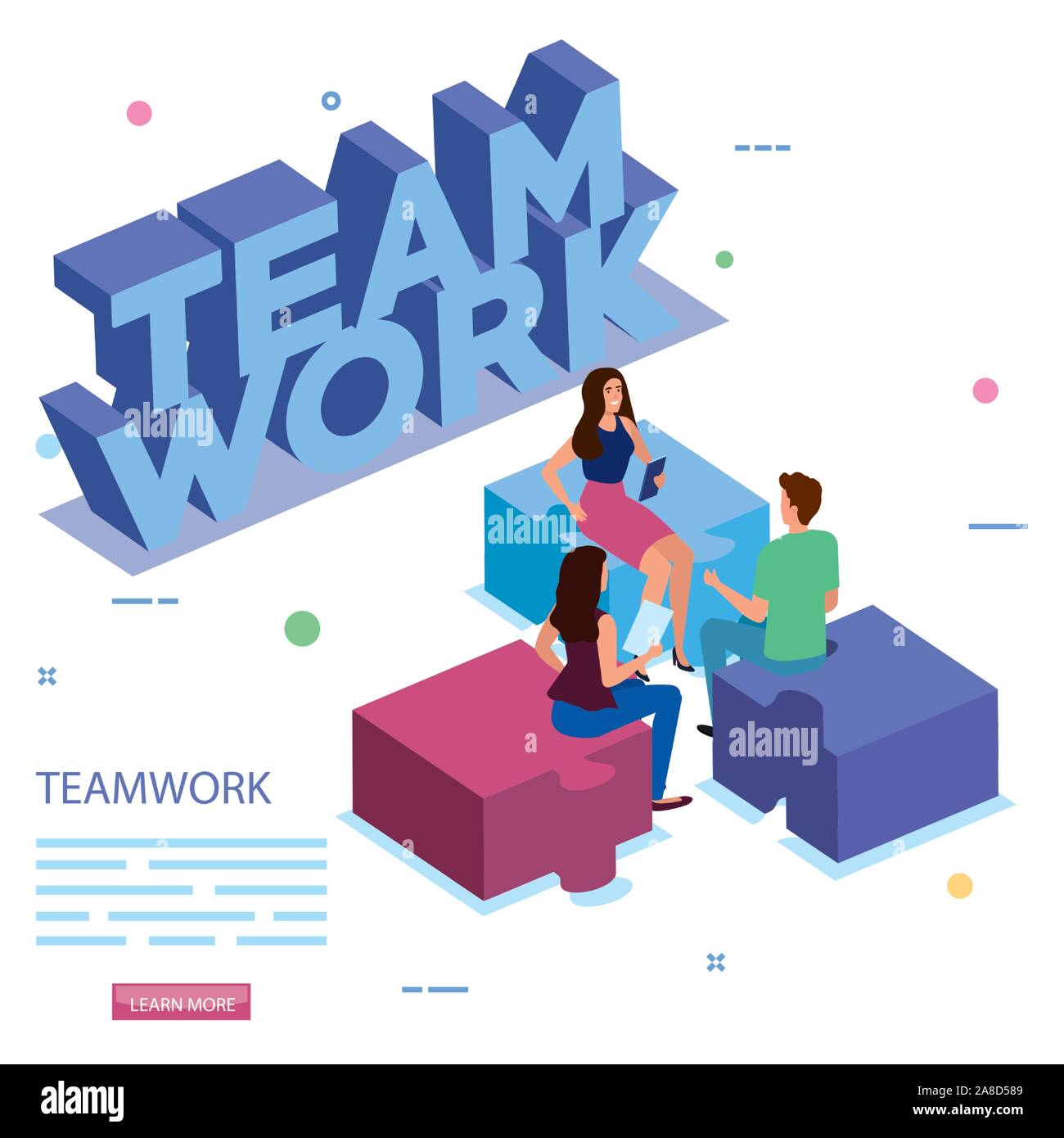 work team in meeting with puzzle pieces Stock Vector Image & Art - Alamy