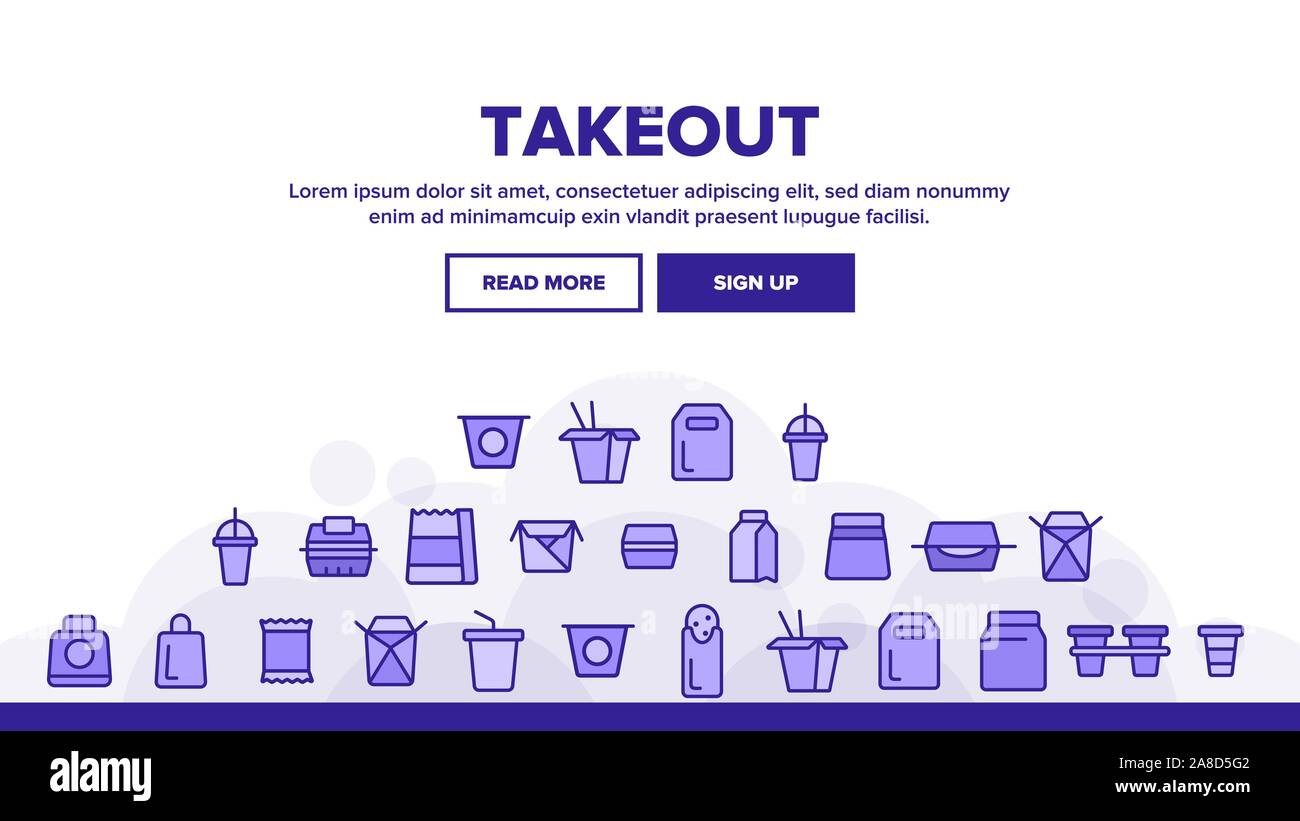 Takeout Food Vector Thin Line Icons Set Stock Vector Image & Art - Alamy
