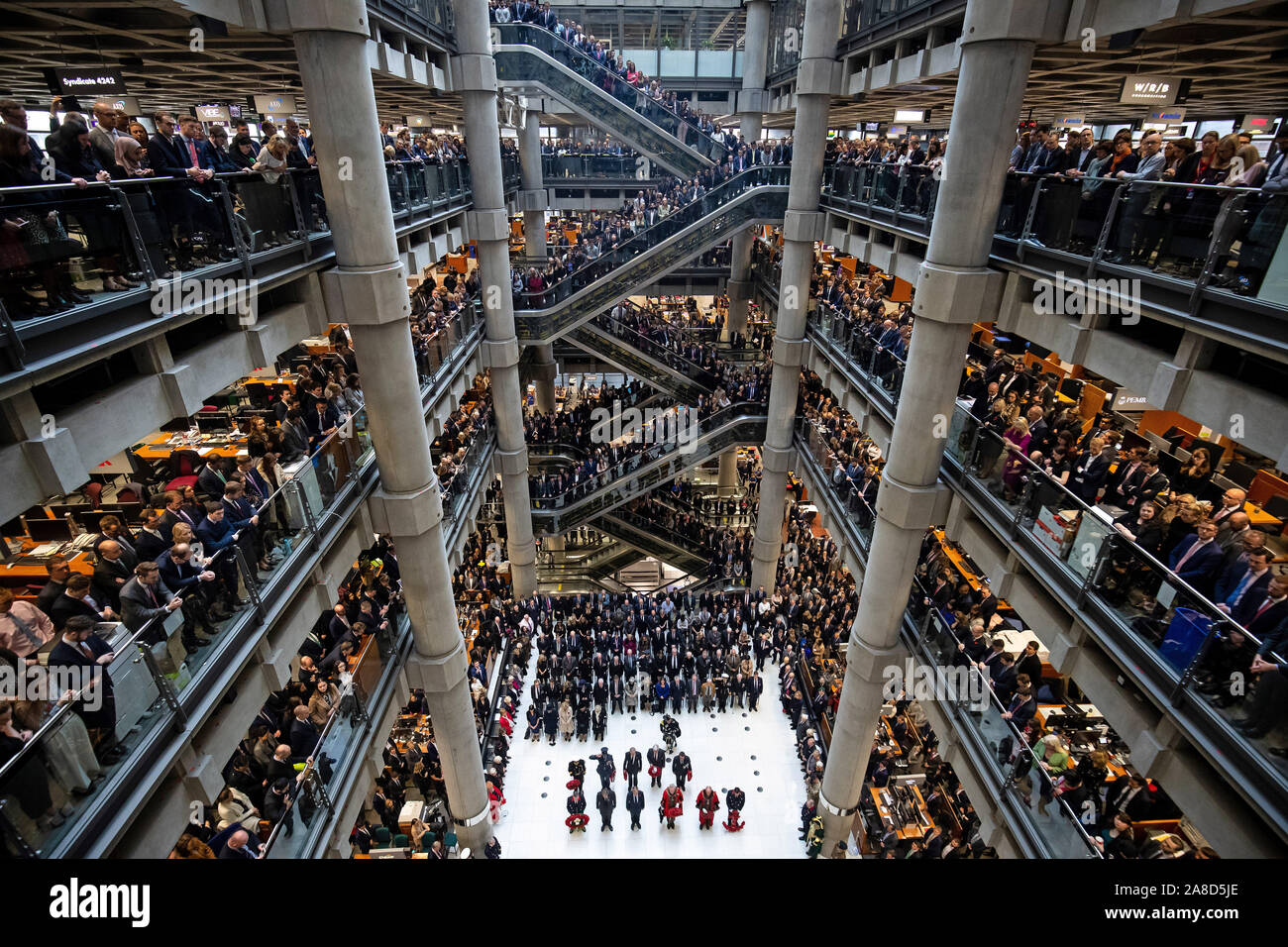 A Remembrance Day ceremony at Lloyd's of London in the City of London to mark Armistice Day, the anniversary of the end of the First World War. Stock Photo