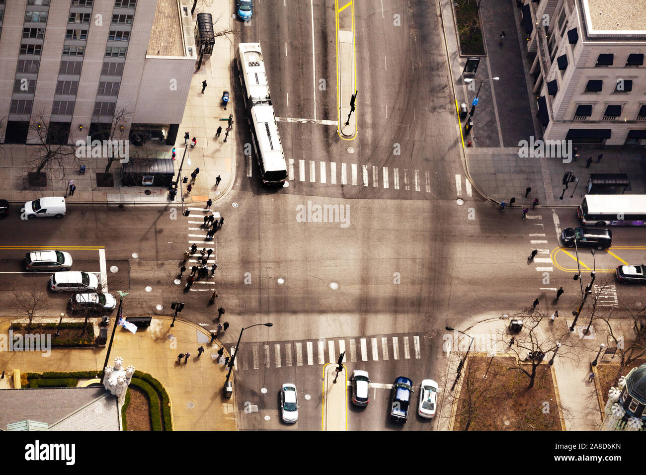 Intersection in Chicago downtown view from above Stock Photo