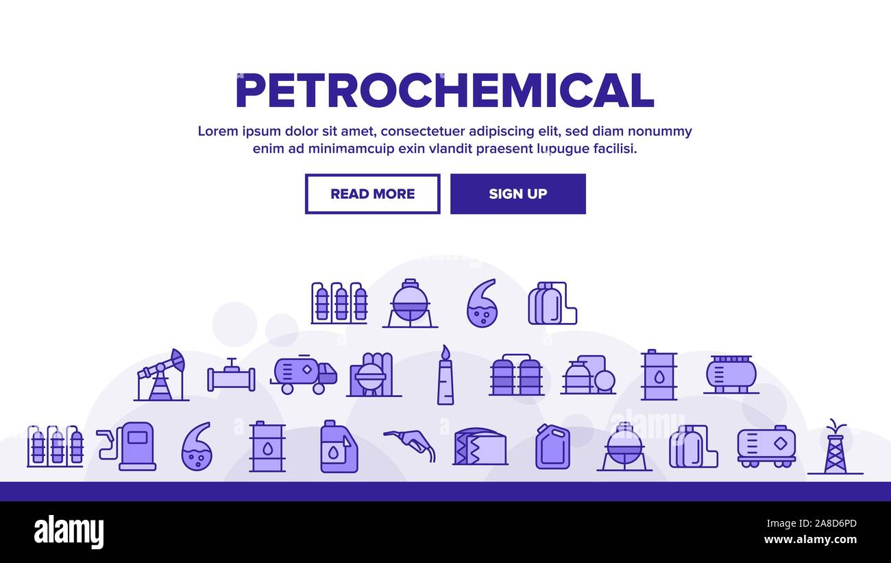 Petrochemical Industry Vector Thin Line Icons Set Stock Vector Image