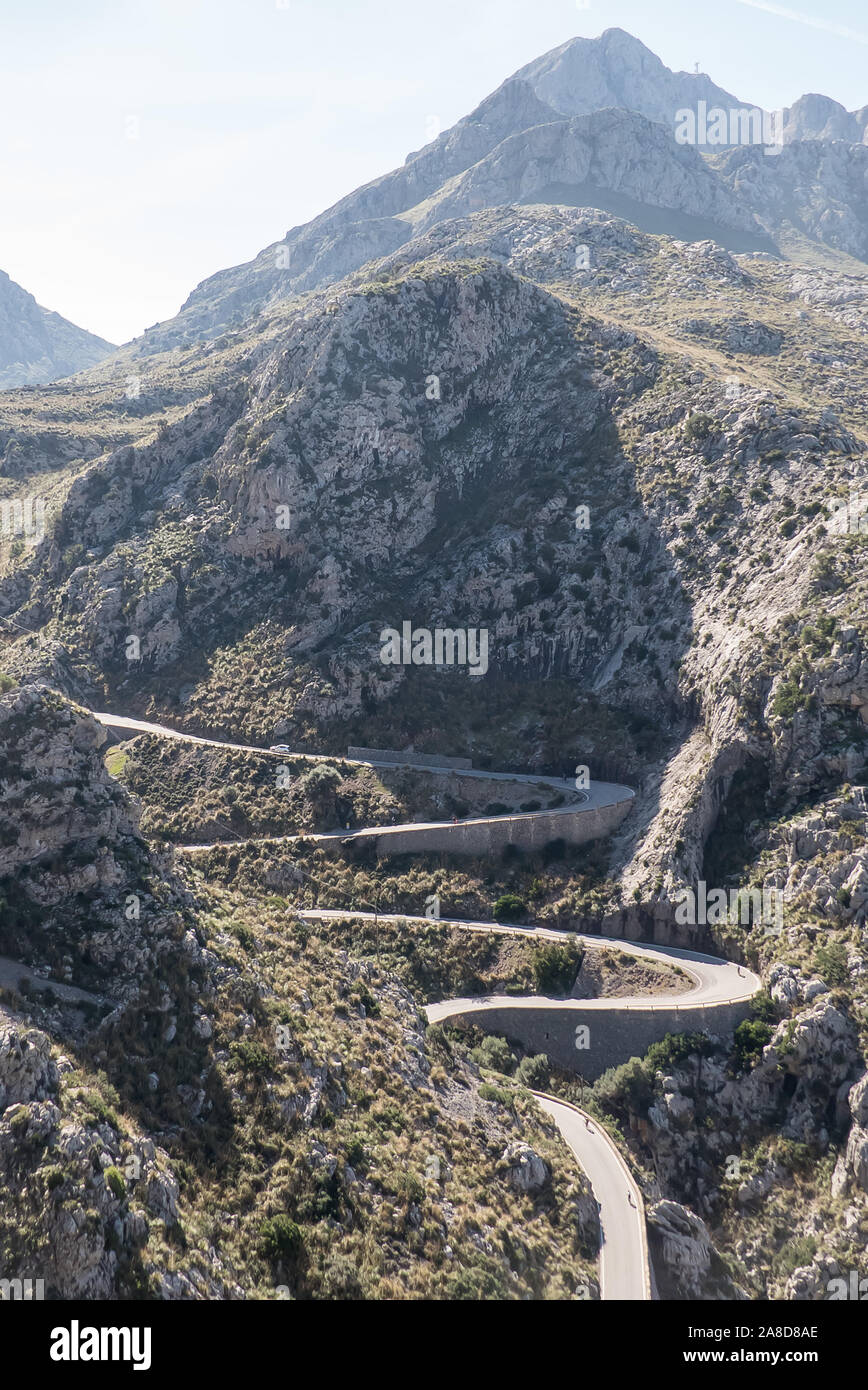 Majorca: the Carretera de Sa Calobra (Pass of the Snake/Knot of the Tie) Stock Photo