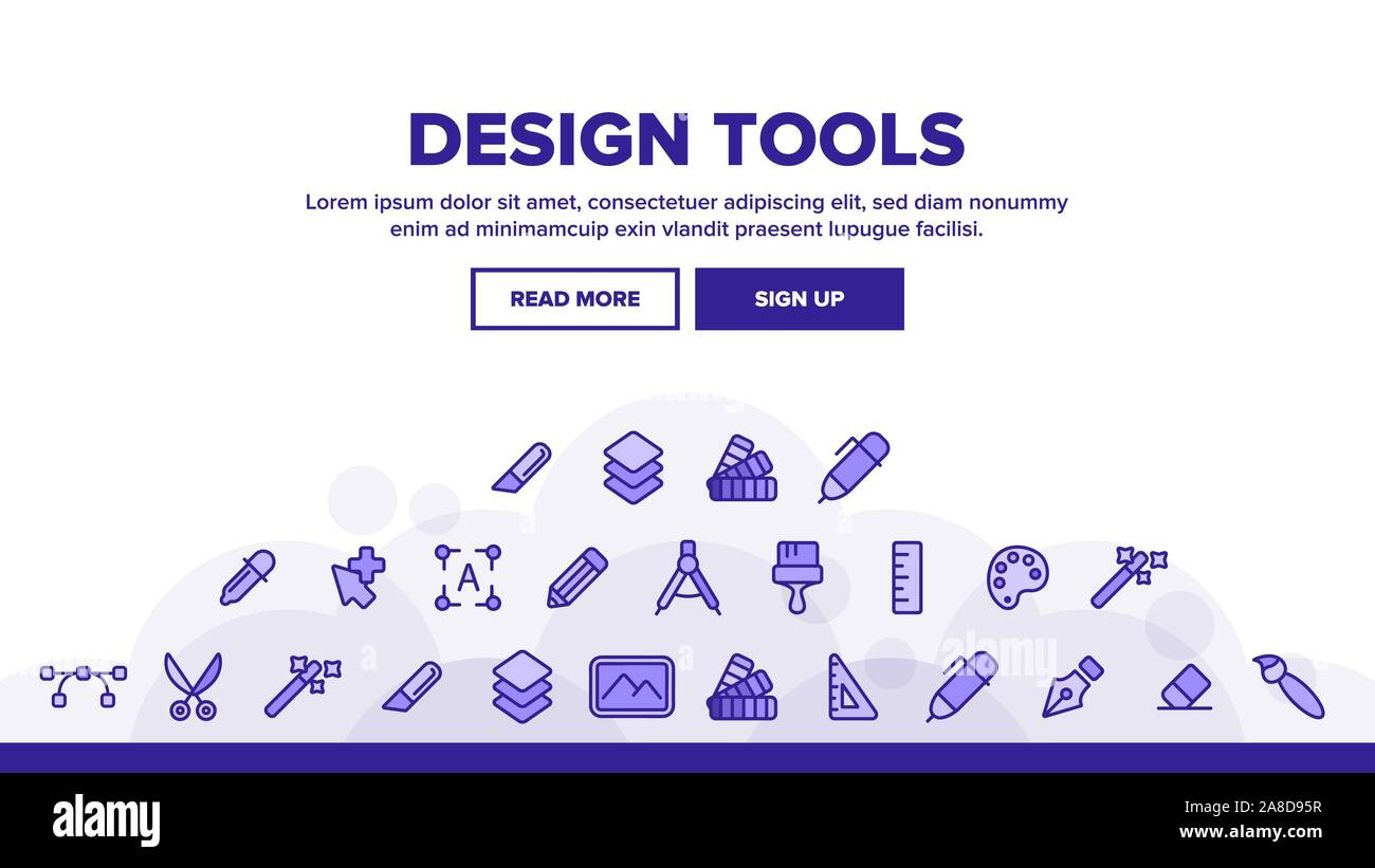 Design Tools Vector Thin Line Icons Set Stock Vector Image & Art - Alamy