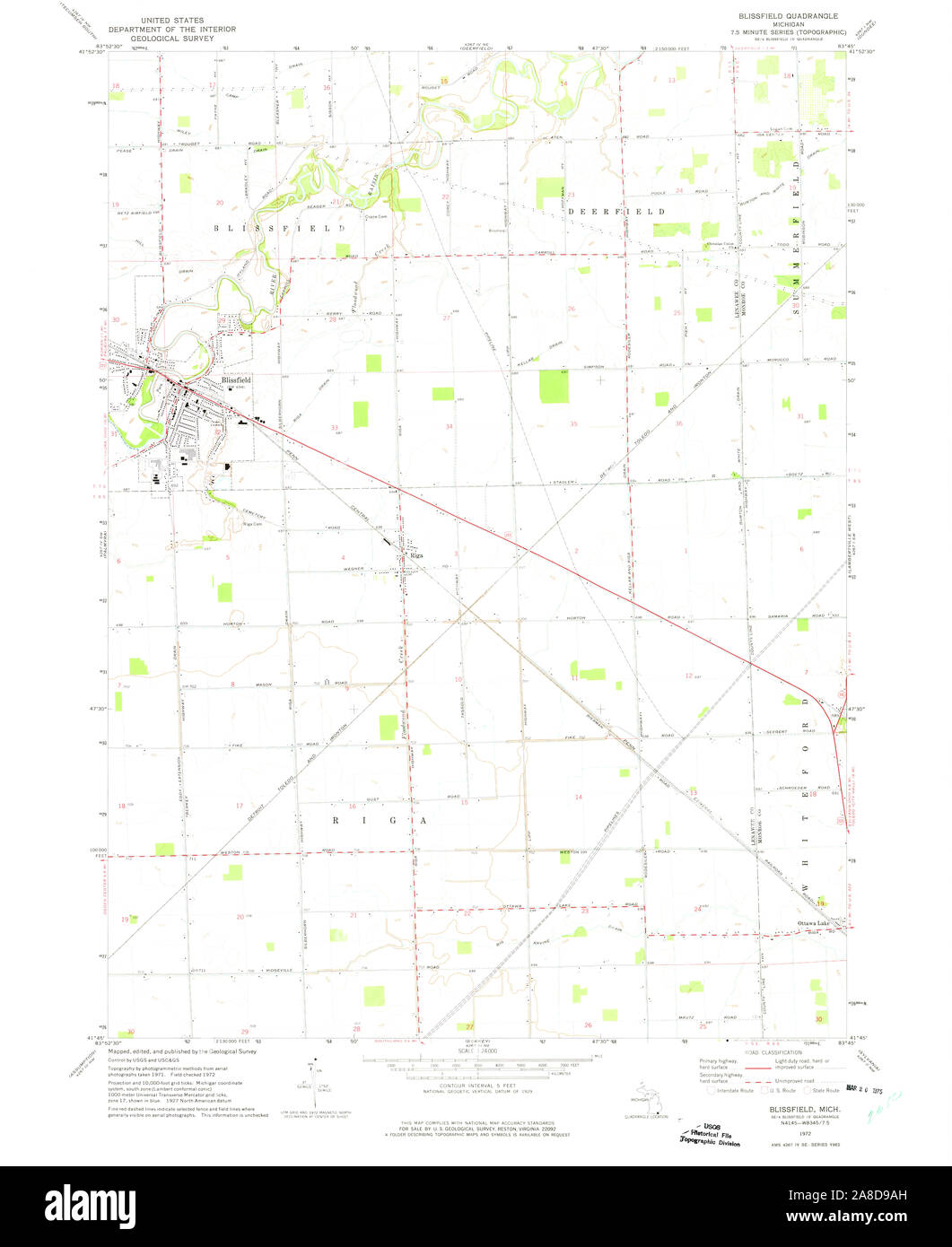 Blissfield michigan map hires stock photography and images Alamy