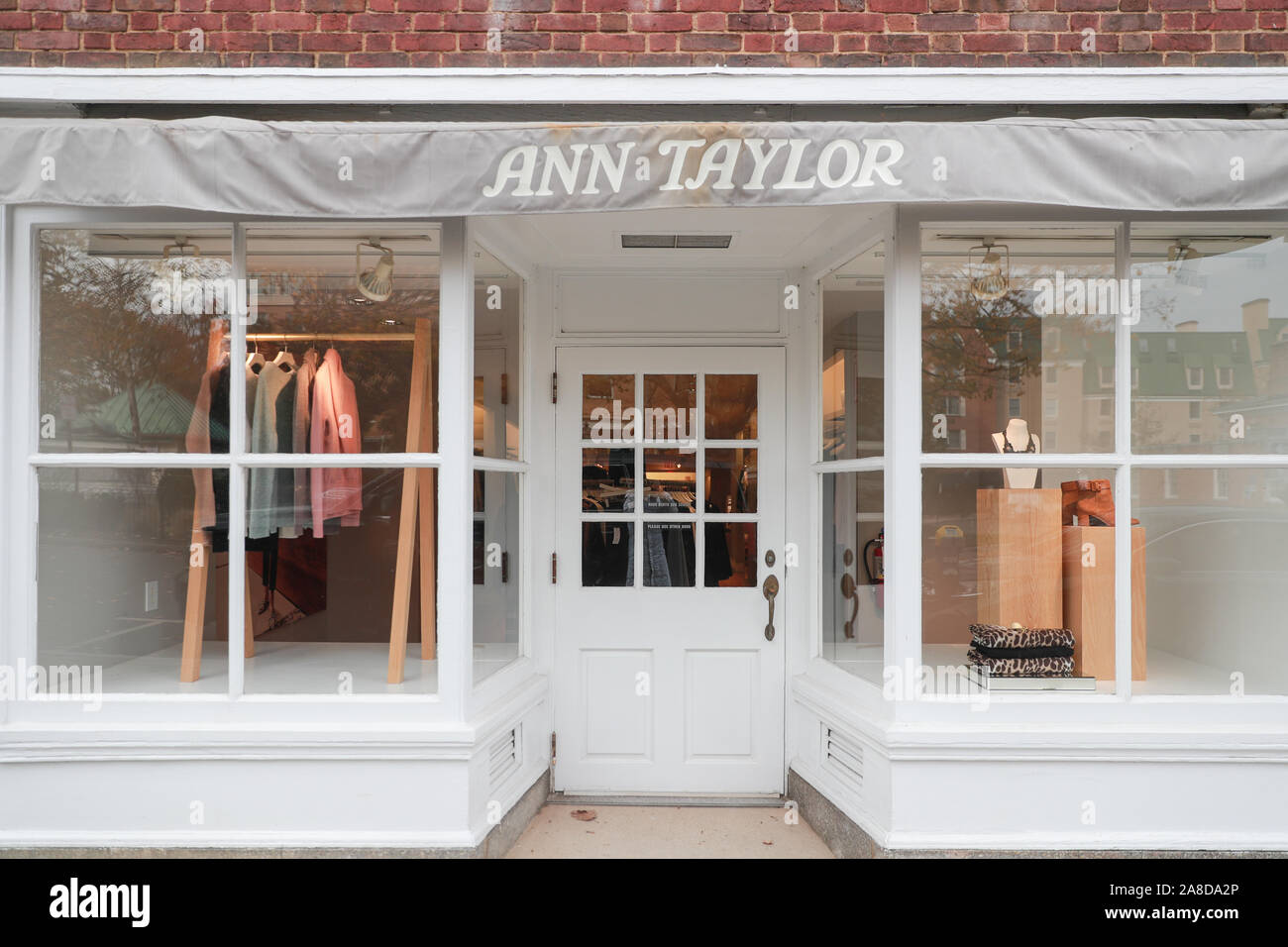 Princeton New Jersey November 11 2019:ANN TAYLOR mall retail shop location with sign - Image Stock Photo