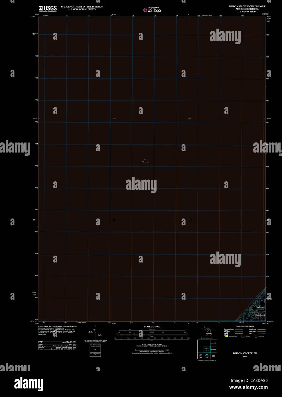 USGS TOPO Map Michigan MI Bridgman OE W 20110920 TM Inverted Stock