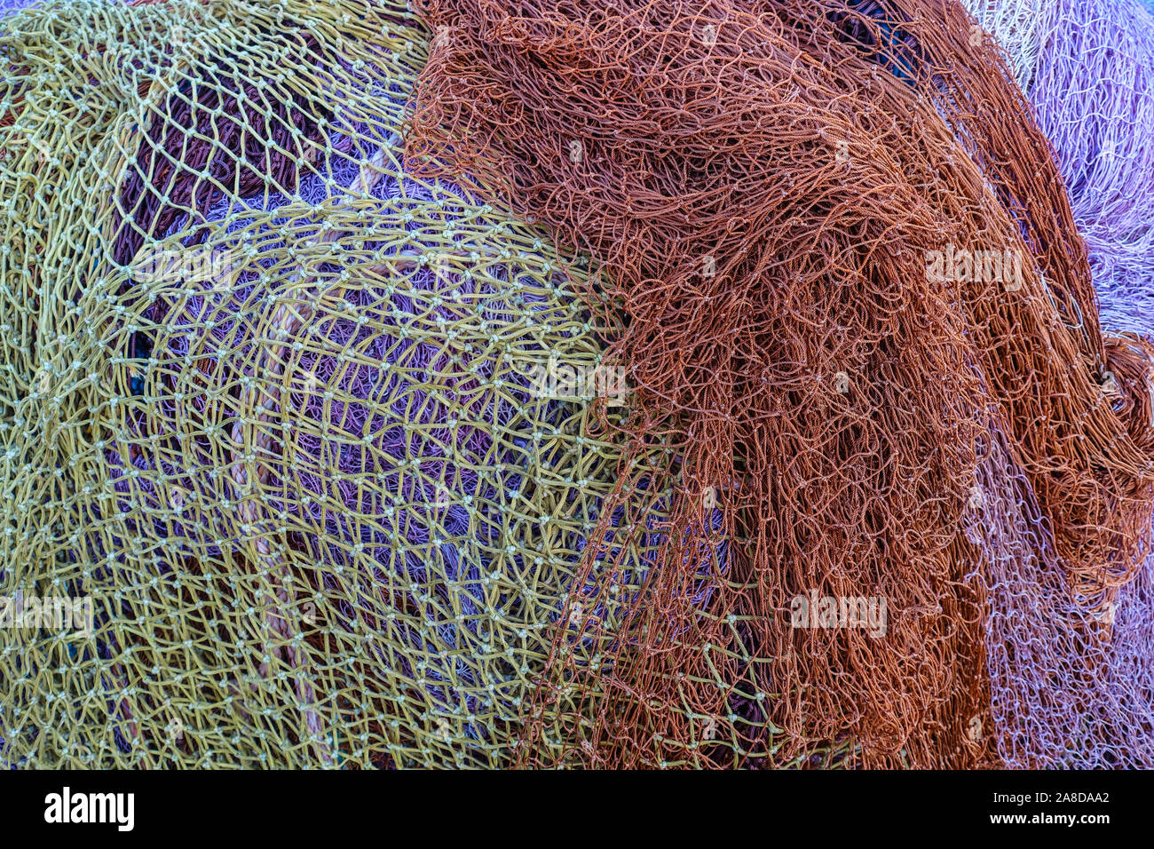 Multi-Coloured Fishing Nets Stock Photo