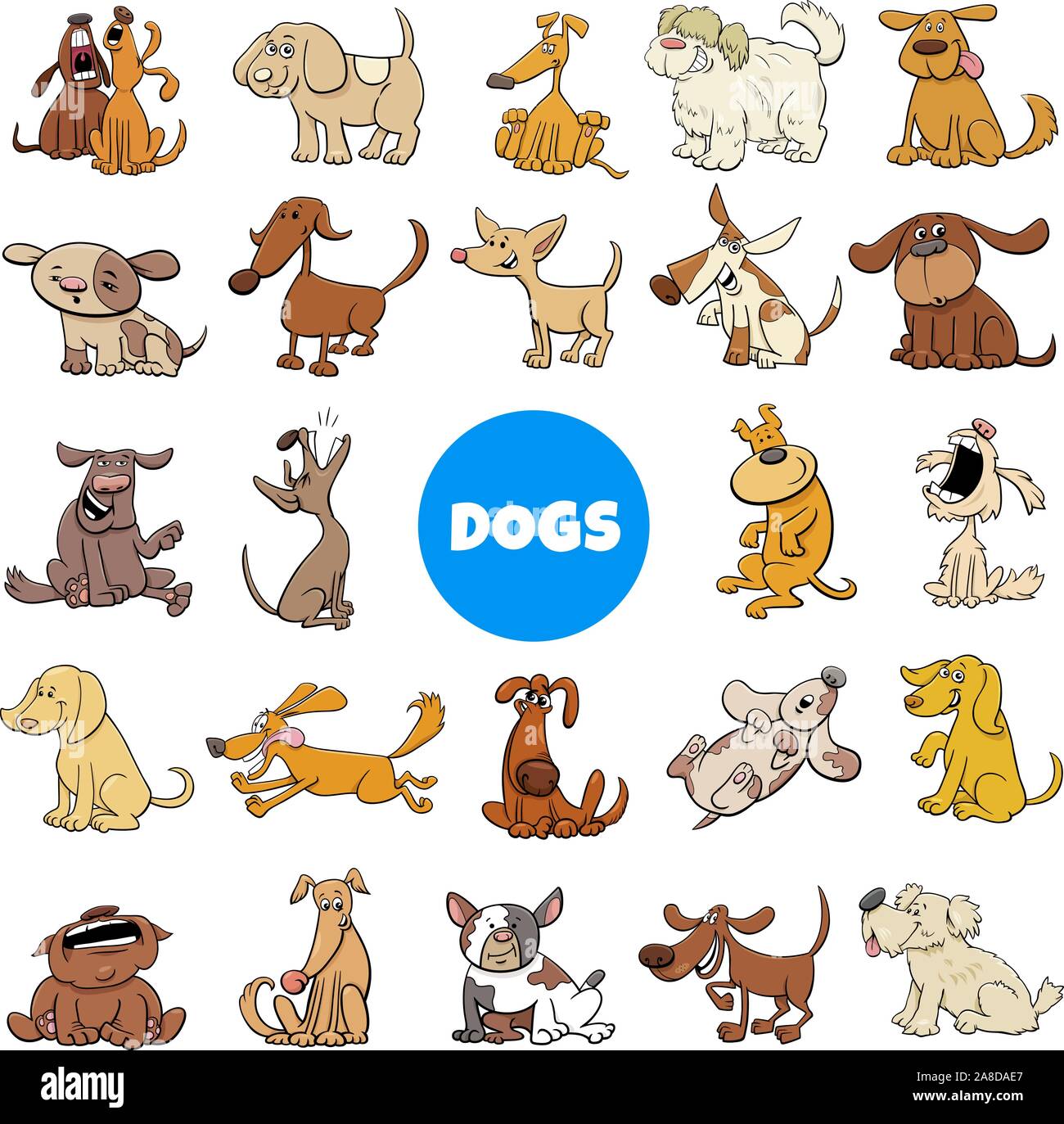 Cartoon Illustration of Dogs and Puppies Pet Animal Characters Large Set  Stock Vector Image & Art - Alamy