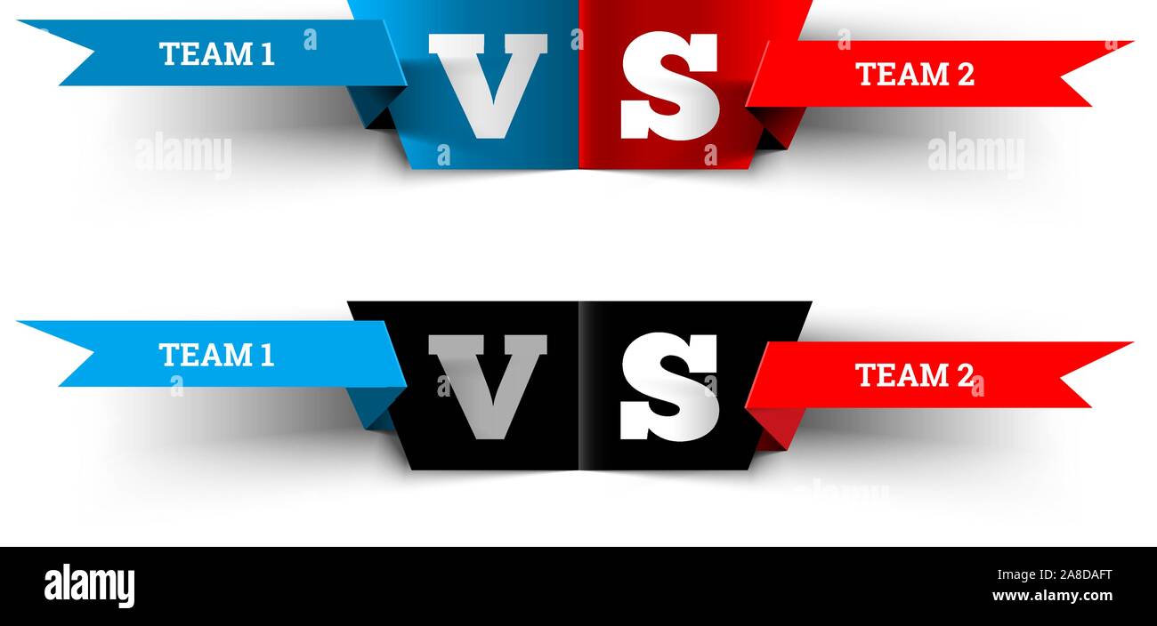 Versus design on white. Blue team versus red team. VS fight vector illustration for poster, infographics, etc. Stock Vector