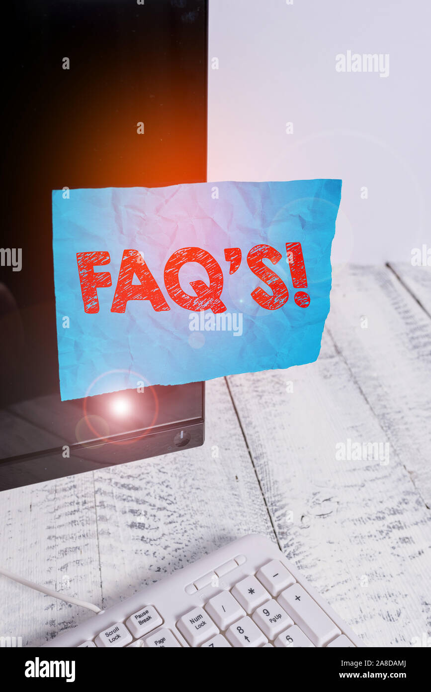 Handwriting text Faq. Conceptual photo a list of questions and answers