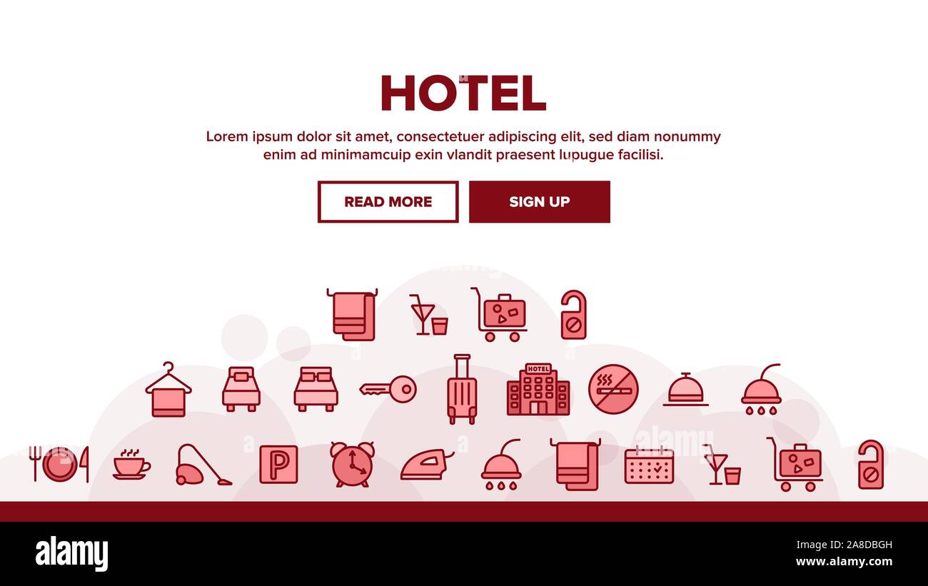 Hotel Accommodation, Room Amenities Vector Linear Icons Set Stock ...