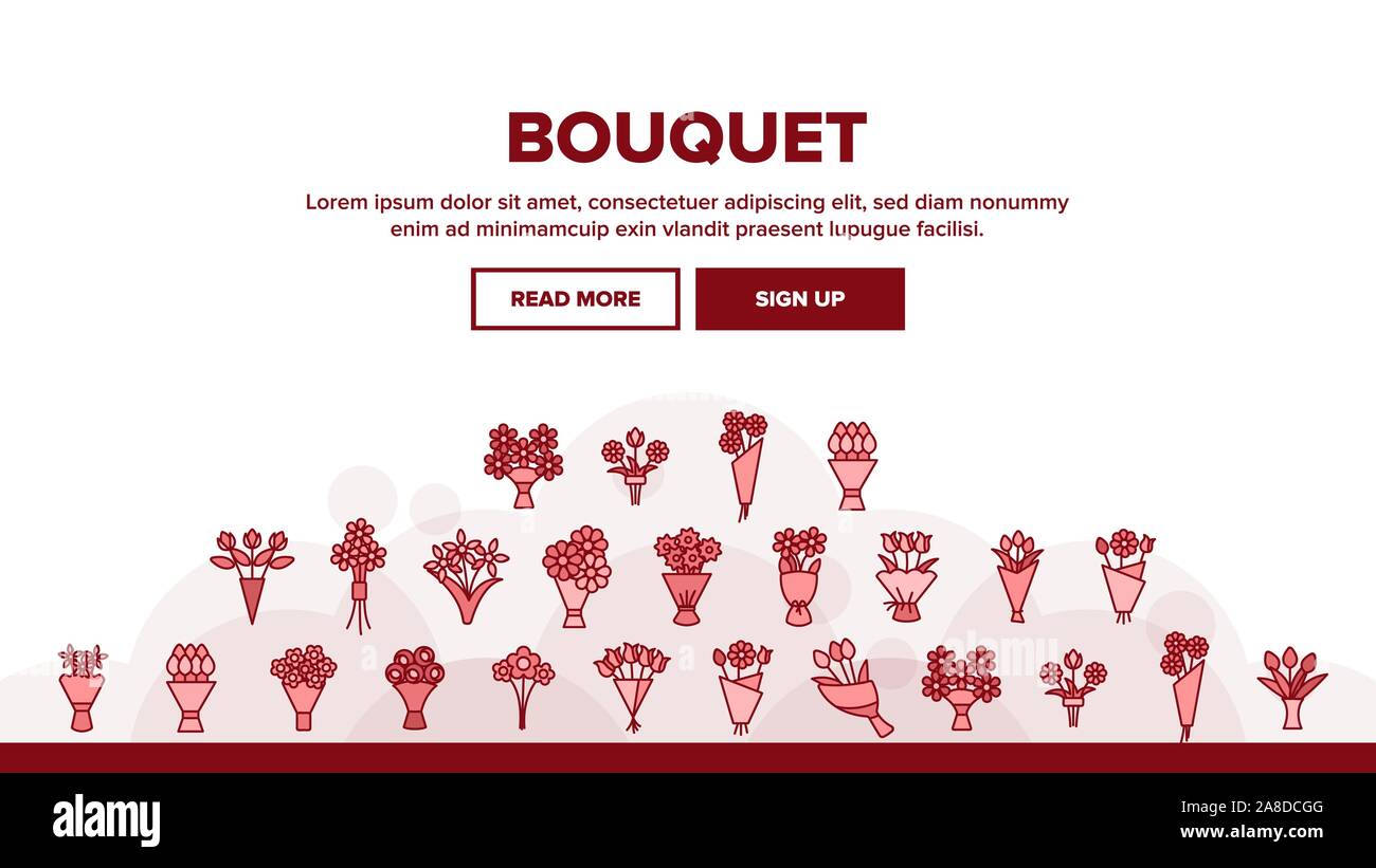 Bouquets, Bunches Of Flowers Vector Icons Set Stock Vector Image & Art ...