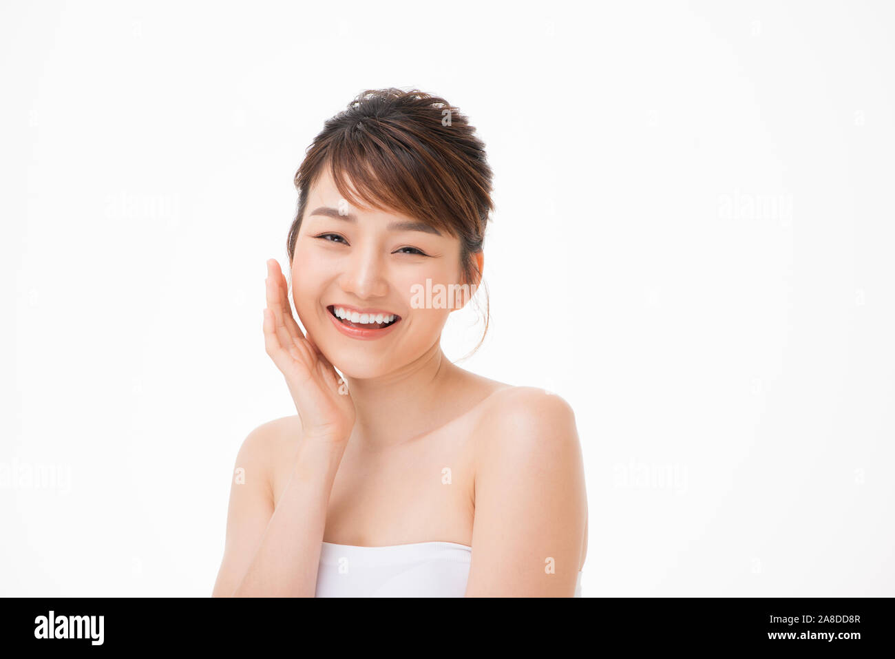 asian beautiful girl with pretty smile on her face. Beauty clinic skincare spa and surgery concept Stock Photo