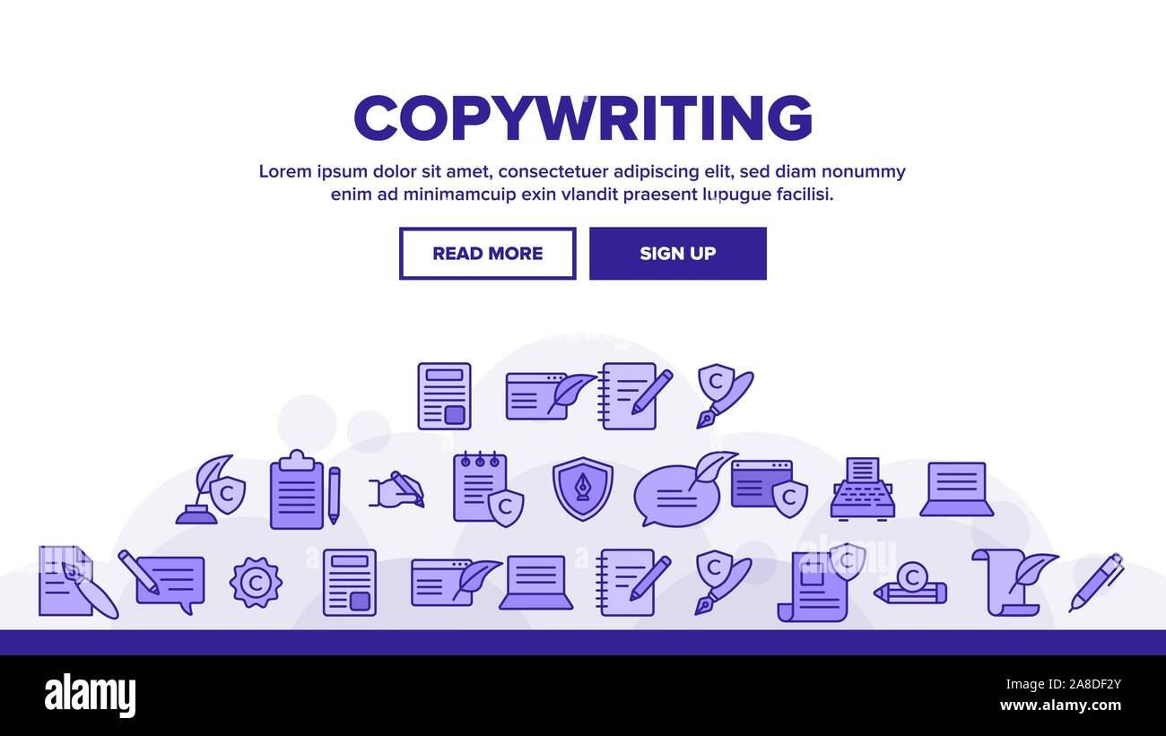 Copywriting and Blogging Vector Linear Icons Set Stock Vector Image ...