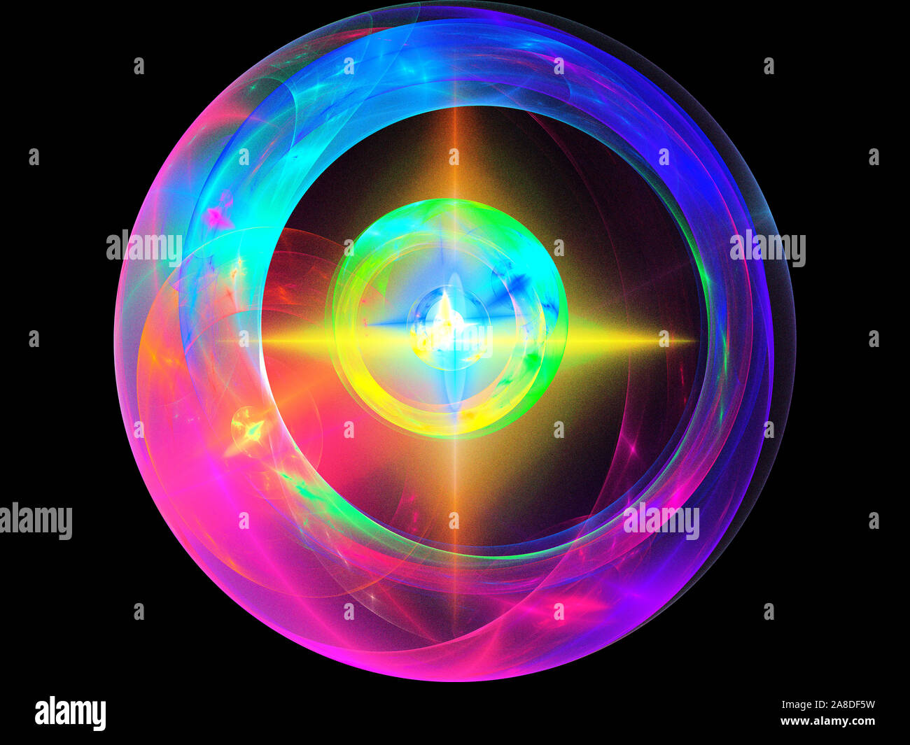 Colorful fractal plasma sphere, strings of chaotic plasma energy. smoke