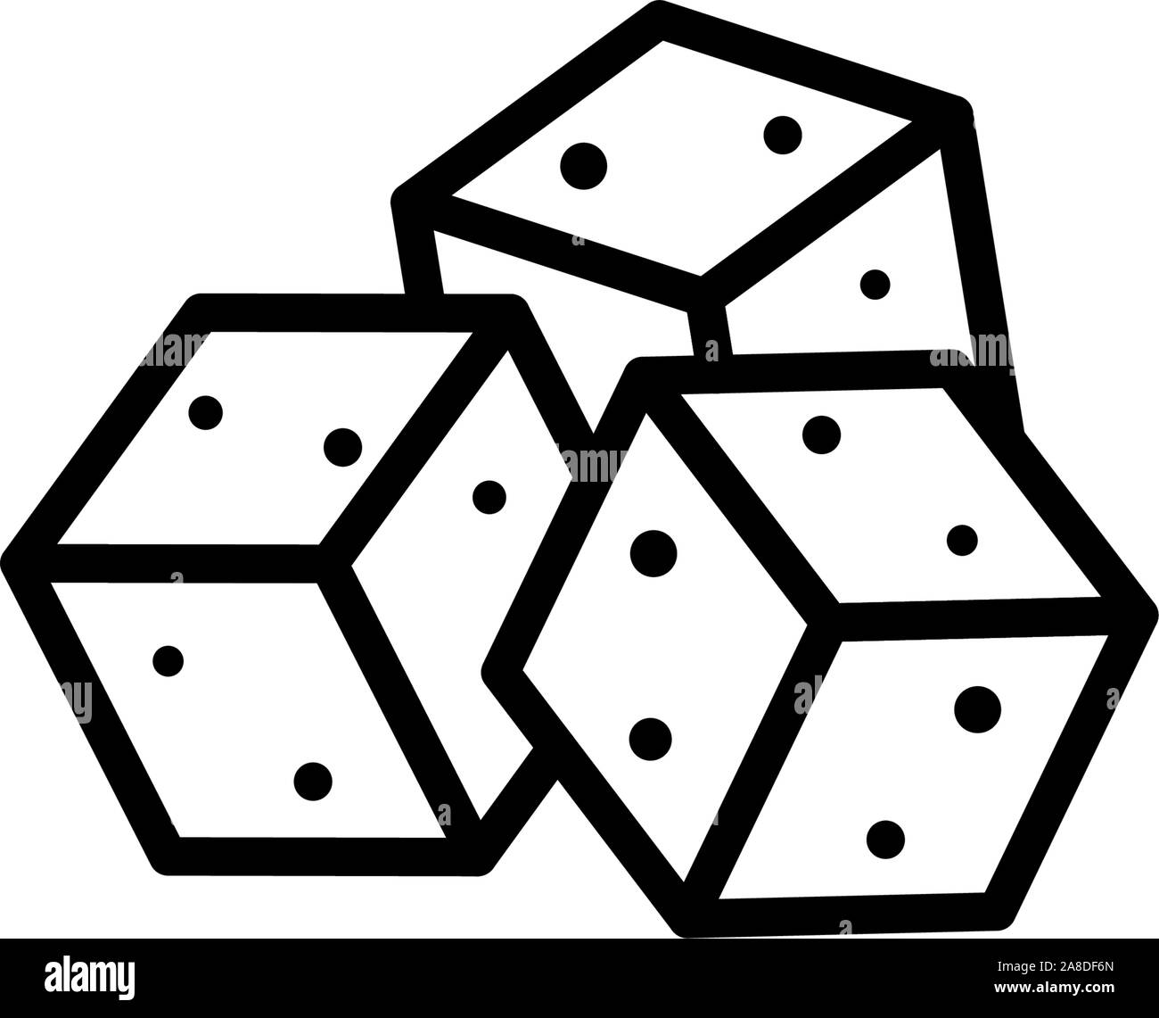 Sugar crystal three outline cubes icon isolated on white background. Vector calories or diabetes symbol eps illustration Stock Vector