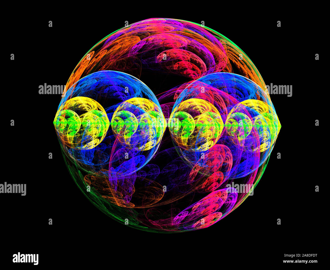 Colorful fractal plasma sphere, strings of chaotic plasma energy. smoke