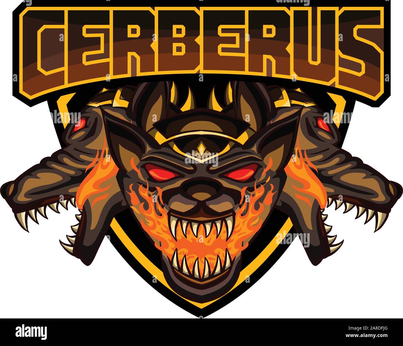 myth of cerberus for e-sport logo, mascot and print t-shirt illustration Stock Vector